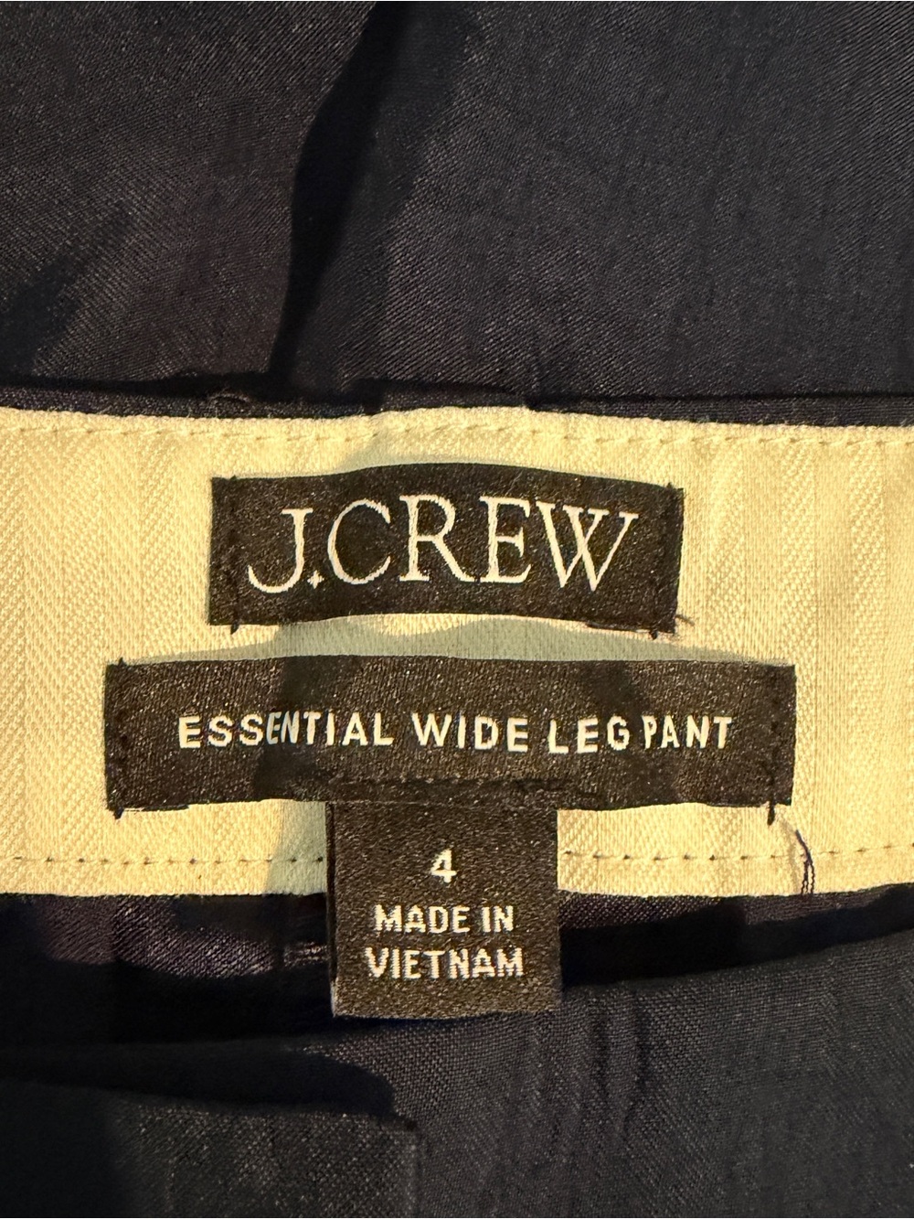 J. Crew Essential Wide Leg Navy Blue Textured Satin Dress Trouser Pants 4 - Picture 6 of 8